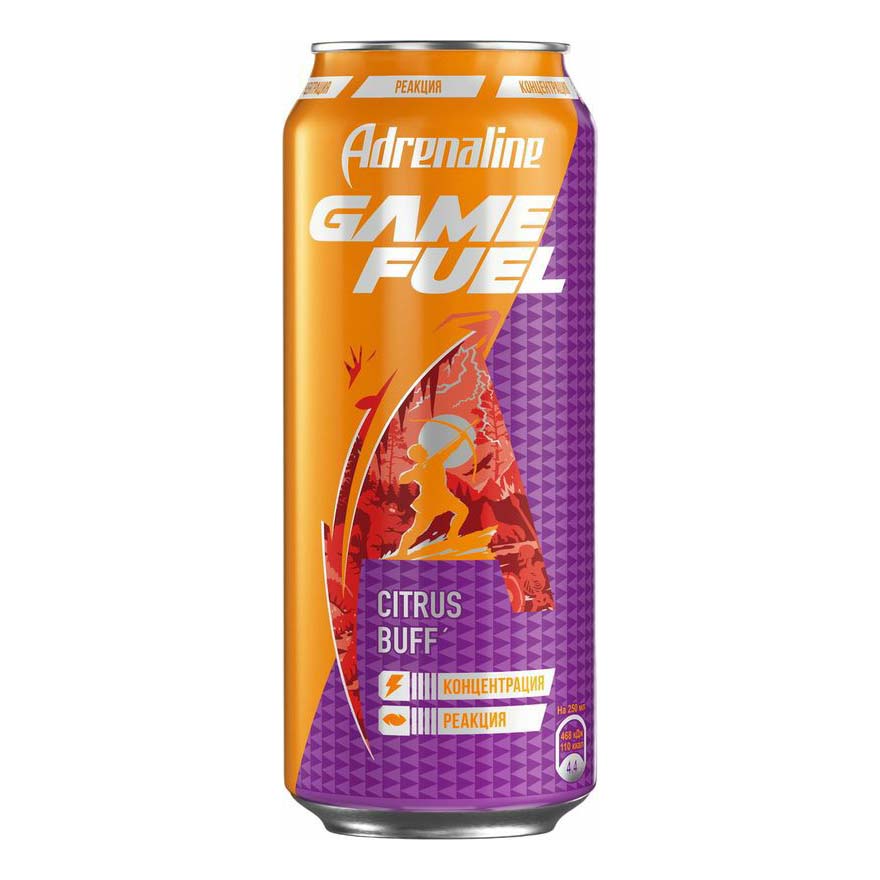 Энергетический напиток Adrenaline Game Fuel Citrus Buff газированный 0,449 л