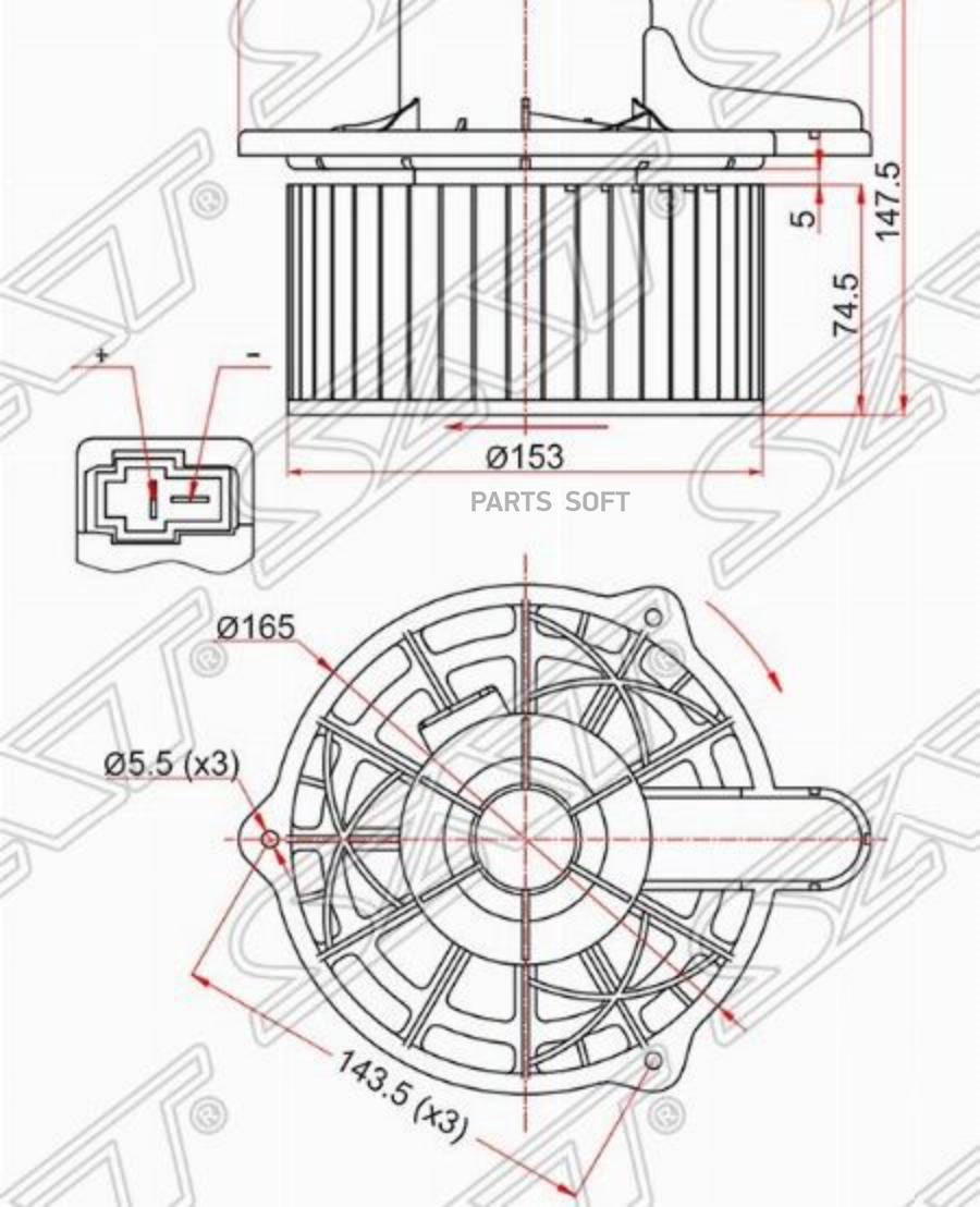 SAT ST-97113-2H000 Мотор отопителя салона HYUNDAI ELANTRA 06- HALLA 1шт