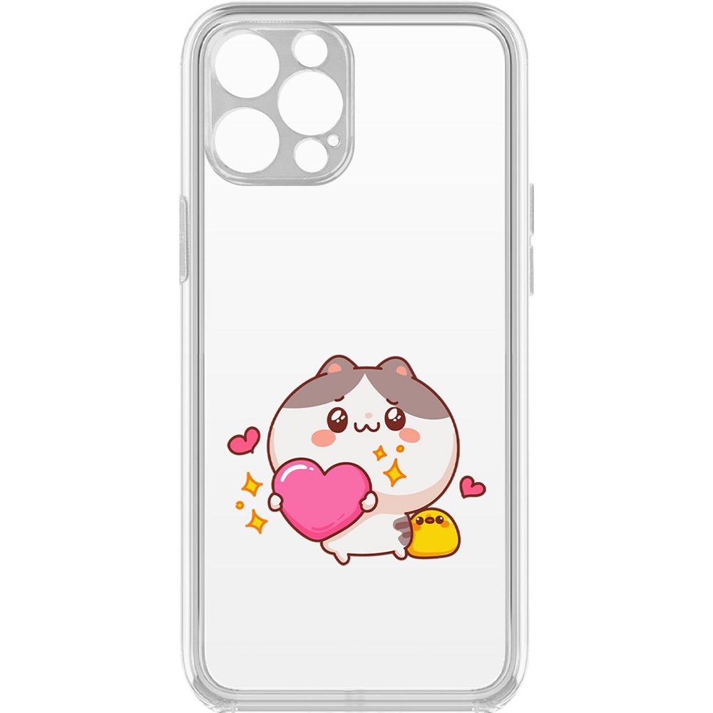 

Чехол-накладка Krutoff Clear Case Сердце для тебя для iPhone 12 Pro с защитой камеры, Прозрачный