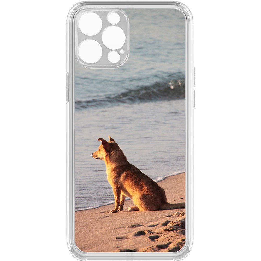 

Чехол-накладка Krutoff Clear Case На берегу для iPhone 12 Pro с защитой камеры, Прозрачный