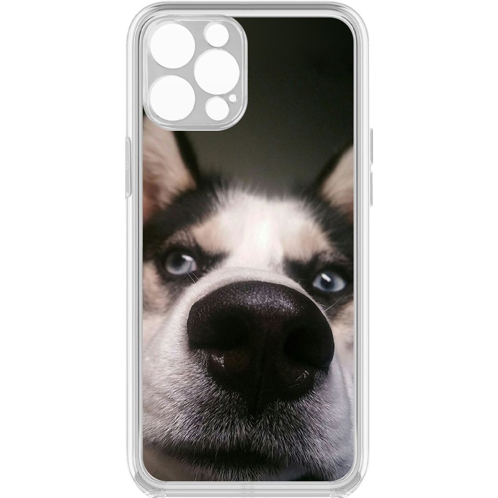 

Чехол-накладка Krutoff Clear Case Нос для iPhone 12 Pro с защитой камеры, Прозрачный