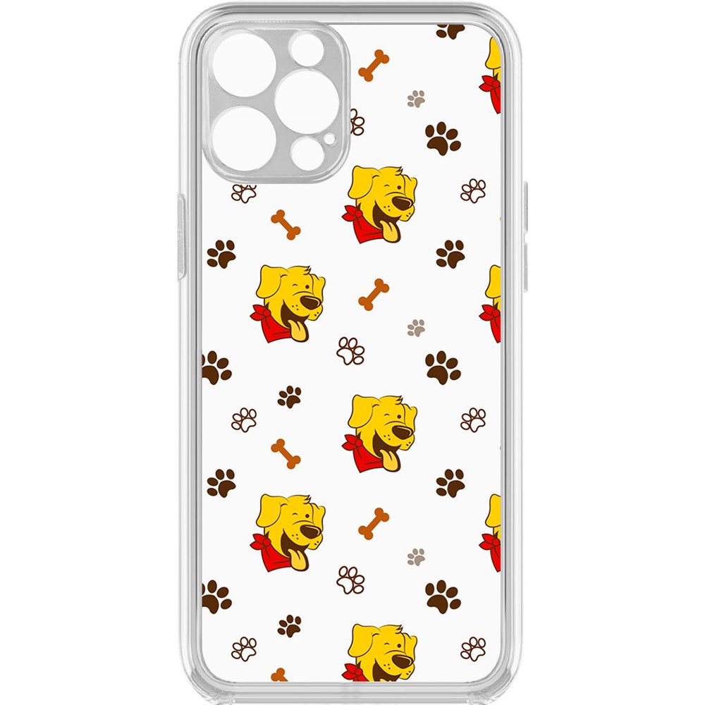 

Чехол-накладка Krutoff Clear Case Собаки паттерн 4 для iPhone 12 Pro с защитой камеры
