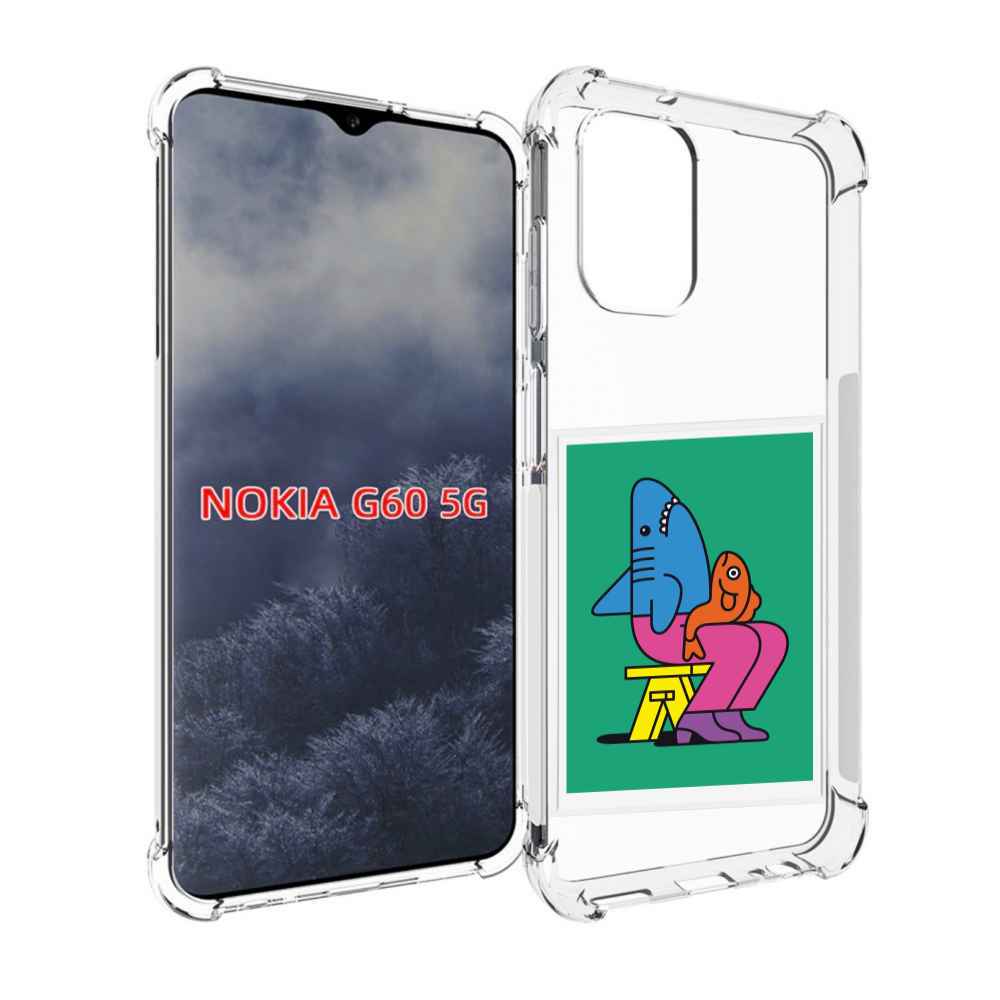 Чехол MyPads акула синяя в штанах для Nokia G60 5G