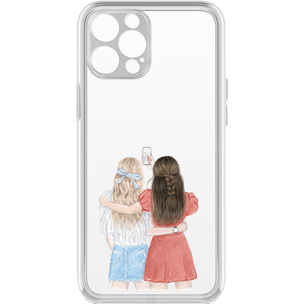 

Чехол-накладка Krutoff Clear Case Лучшие подруги для iPhone 12 Pro с защитой камеры, Прозрачный