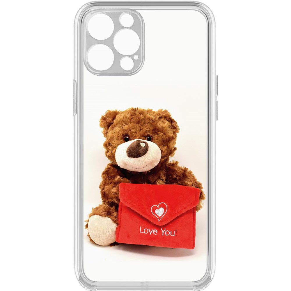 

Чехол-накладка Krutoff Clear Case Медвежонок тебя любит для iPhone 12 Pro с защитой камеры, Прозрачный