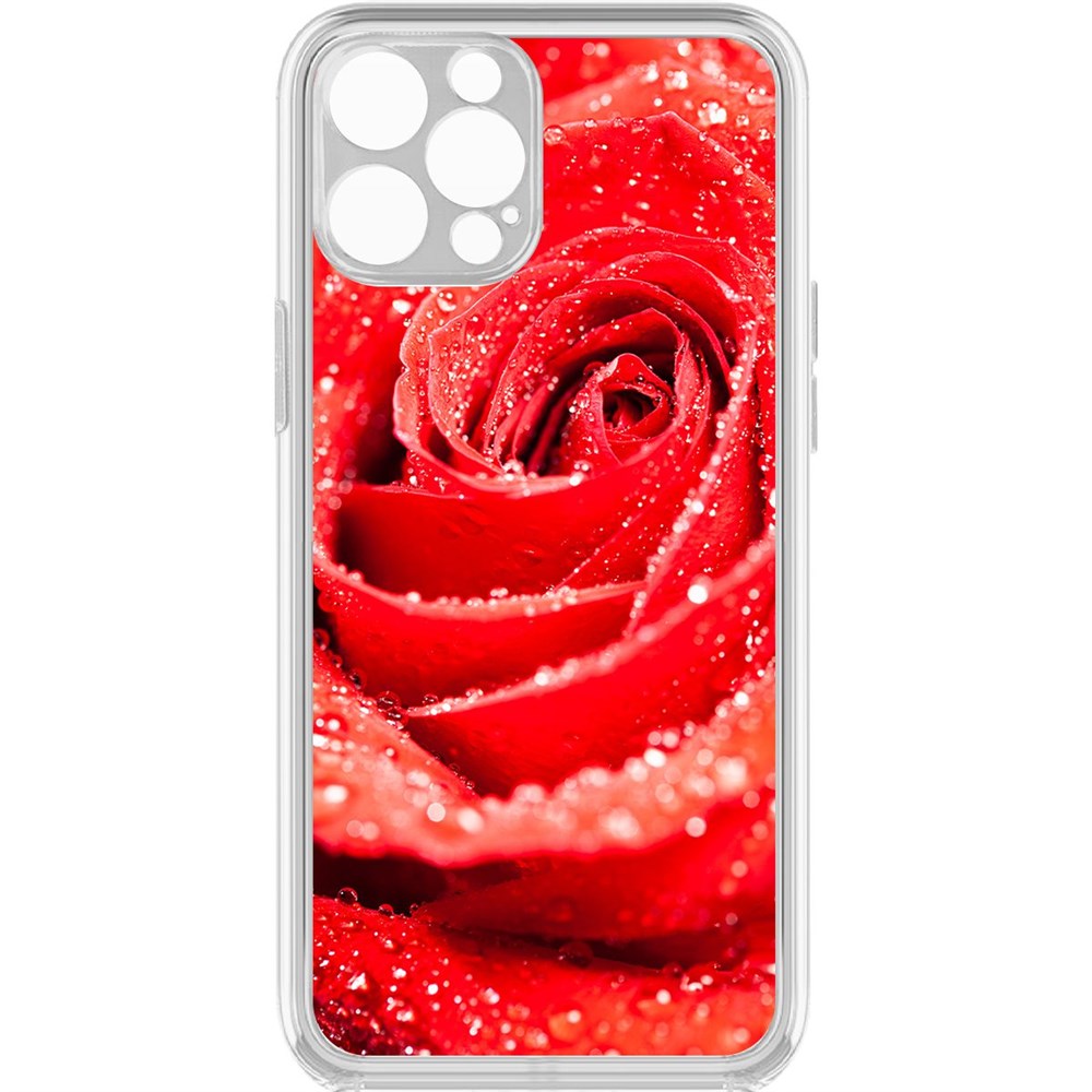 Чехол-накладка Krutoff Clear Case Роза для iPhone 12 Pro с защитой камеры
