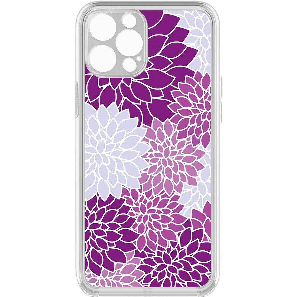 

Чехол-накладка Krutoff Clear Case Цветочный паттерн 2 для iPhone 12 Pro с защитой камеры, Прозрачный