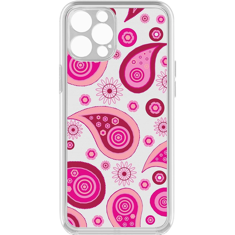 

Чехол-накладка Krutoff Clear Case Цветочный паттерн 9 для iPhone 12 Pro с защитой камеры, Прозрачный