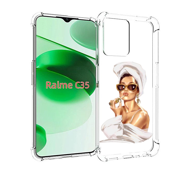

Чехол MyPads Девушка-утром женский для Realme C35 / Narzo 50A Prime, Прозрачный, Tocco