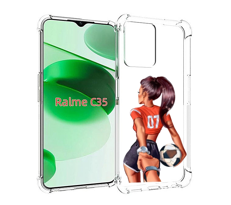 

Чехол MyPads Девушка-футболистка женский для Realme C35 / Narzo 50A Prime, Прозрачный, Tocco