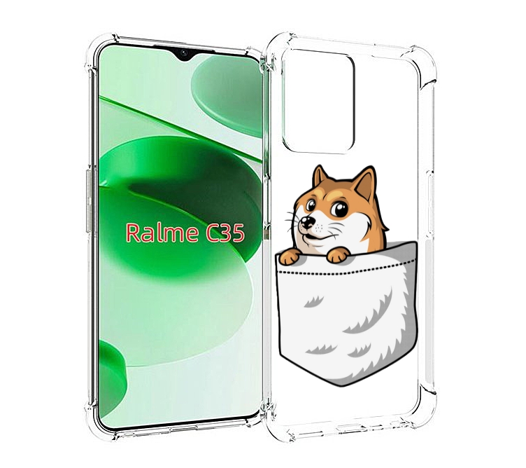 

Чехол MyPads Корги в кармане для Realme C35 / Narzo 50A Prime, Прозрачный, Tocco