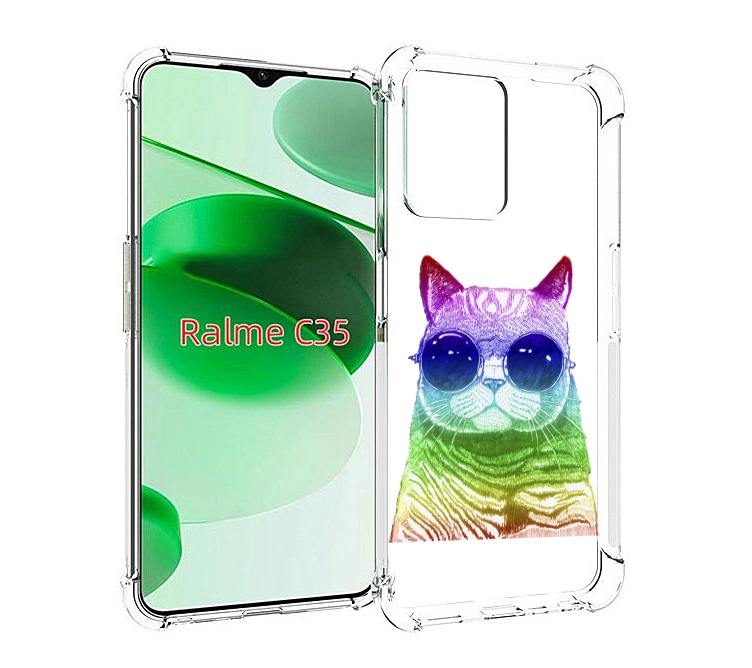 

Чехол MyPads Кот в очках для Realme C35 / Narzo 50A Prime, Прозрачный, Tocco
