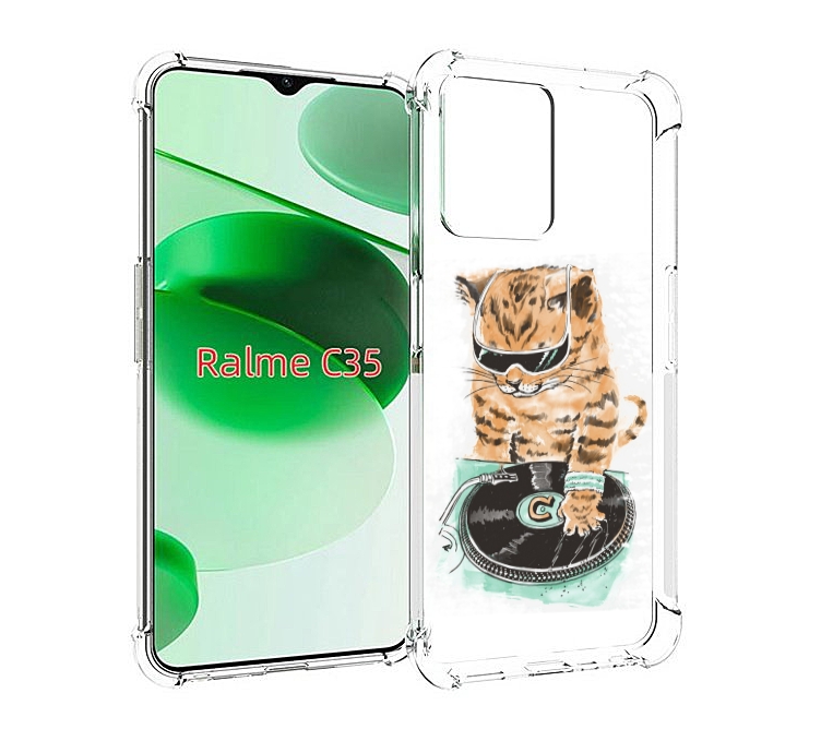 

Чехол MyPads Кот диджей для Realme C35 / Narzo 50A Prime, Прозрачный, Tocco