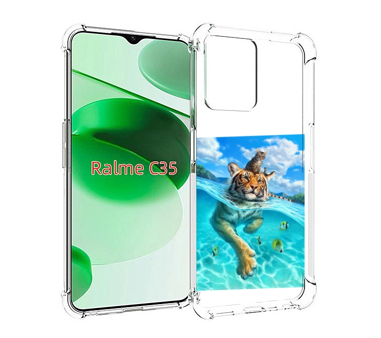 

Чехол MyPads Кот-на-тигре для Realme C35 / Narzo 50A Prime, Прозрачный, Tocco