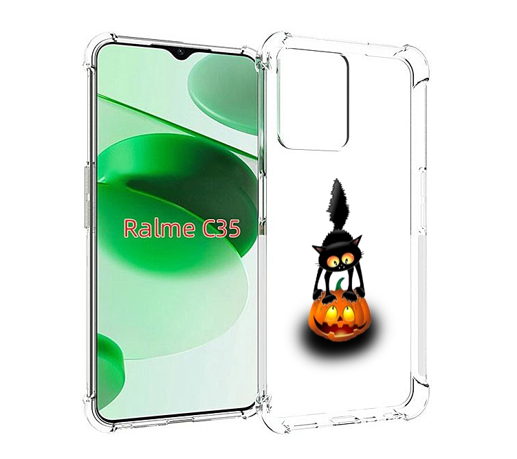 

Чехол MyPads Котик с тыквой для Realme C35 / Narzo 50A Prime, Прозрачный, Tocco