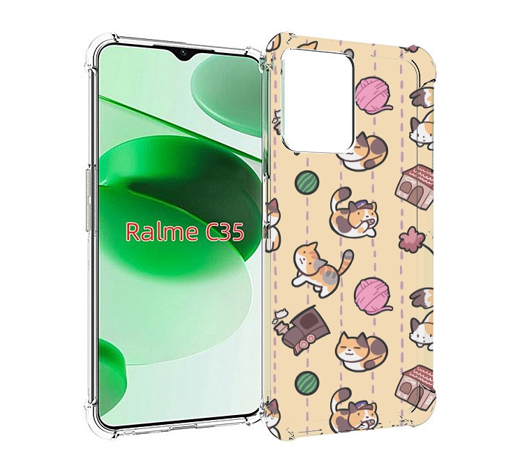 

Чехол MyPads Котики-клубочки для Realme C35 / Narzo 50A Prime, Прозрачный, Tocco
