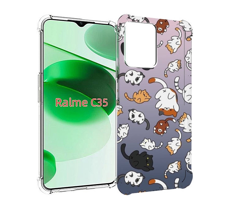 

Чехол MyPads Котики-летают для Realme C35 / Narzo 50A Prime, Прозрачный, Tocco