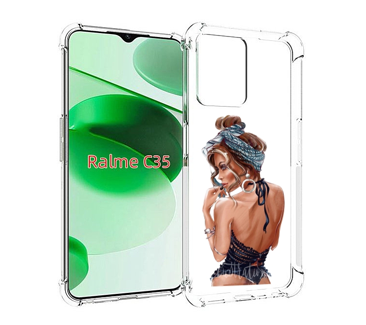 

Чехол MyPads Красивая-дама женский для Realme C35 / Narzo 50A Prime, Прозрачный, Tocco