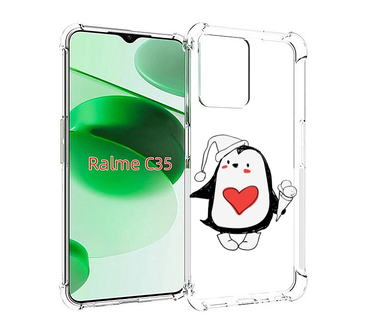 

Чехол MyPads Пингвин с мороженым для Realme C35 / Narzo 50A Prime, Прозрачный, Tocco