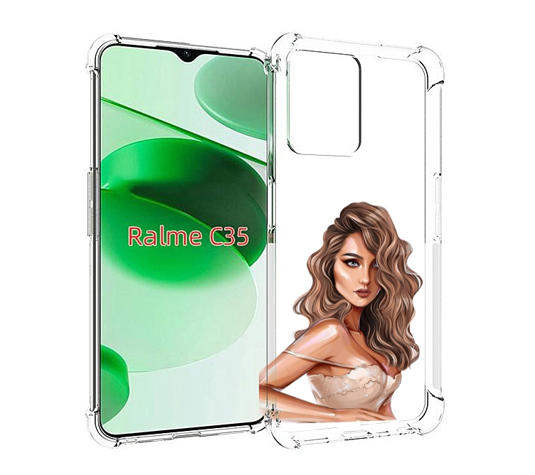 

Чехол MyPads Кудрявая-девушка женский для Realme C35 / Narzo 50A Prime, Прозрачный, Tocco