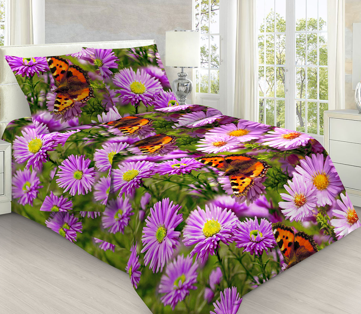 

Простыня Mercury Home Астры 1.5 СП 145x214 Бязь, Астры