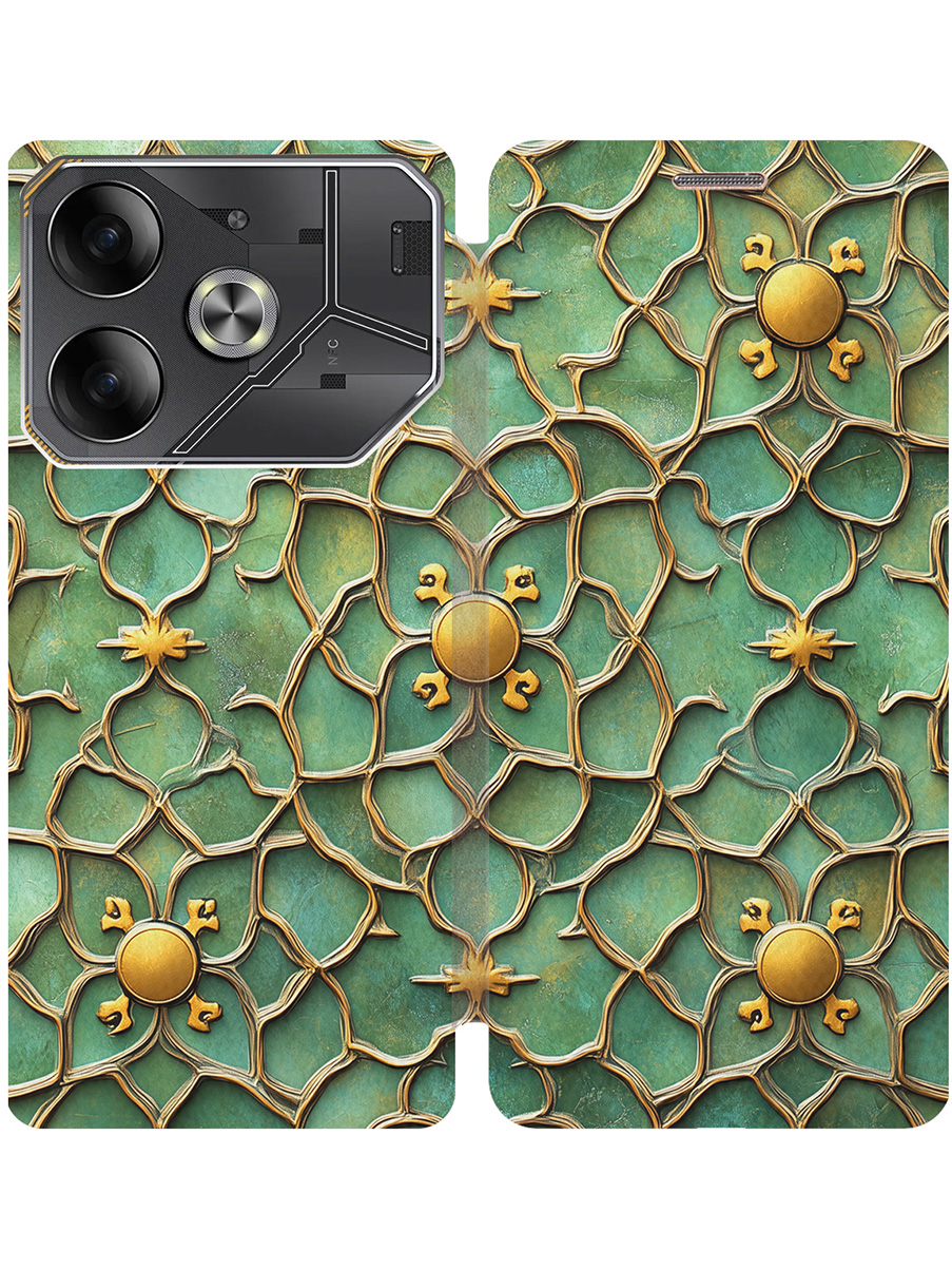 

Чехол-книжка на Tecno Pova 6 с принтом "Золотистый узор" золотой, Золотистый;желтый;зеленый, 782634231