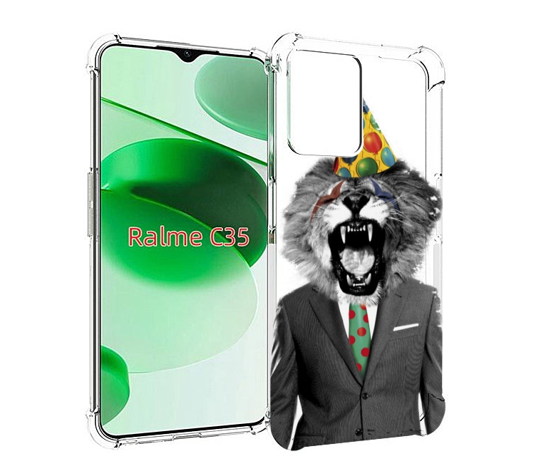 

Чехол MyPads Лев в галстуке для Realme C35 / Narzo 50A Prime, Прозрачный, Tocco
