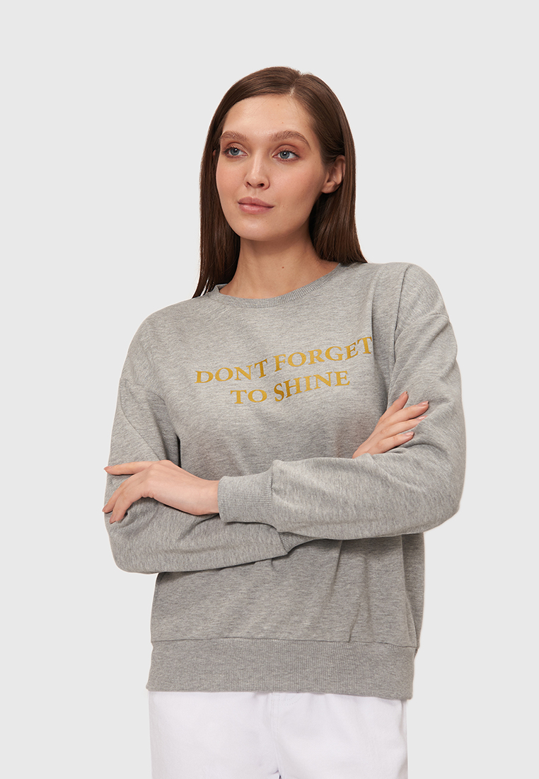 

Свитшот женский Modis M202W01126Y501 серый 46, M202W01126Y501