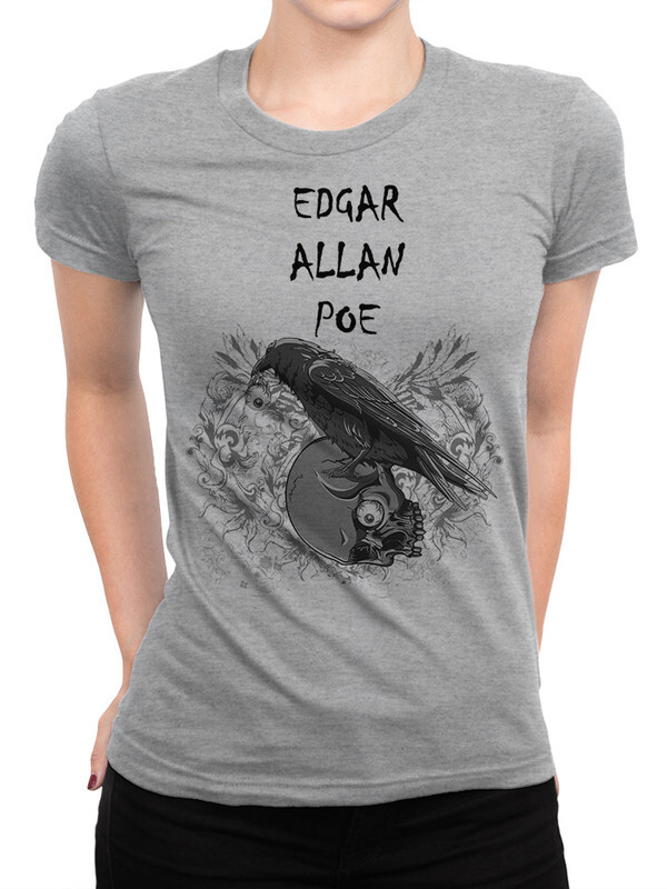 Футболка женская DreamShirts Studio Эдгар Аллан По - Ворон 092-edgarraven-1 серая 2XL