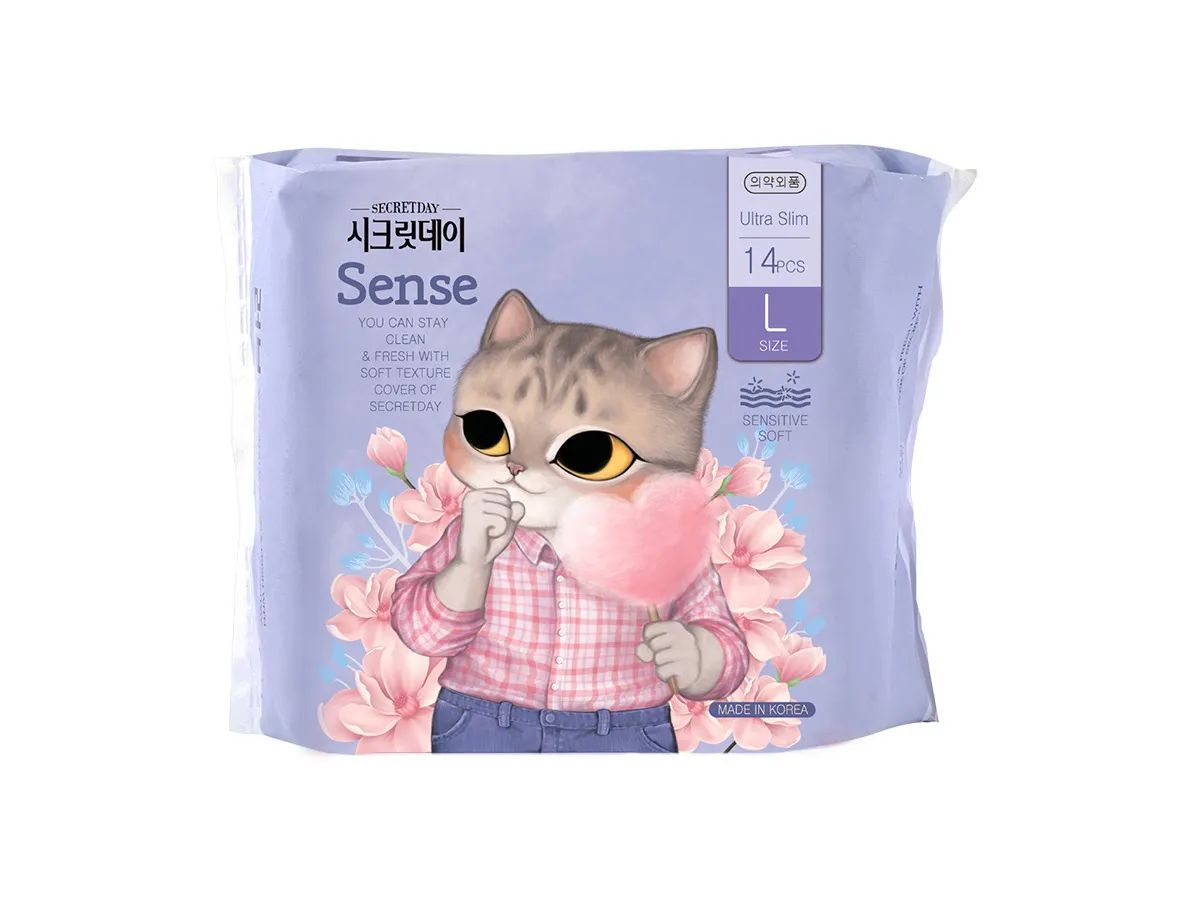Ультратонкие дышащие прокладки Secretday Sense Large 14 шт. 29 см skin cotton прокладки ночные длинные дышащие супер впитывающие 6