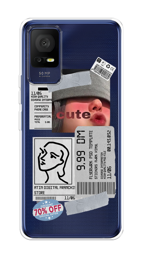 

Чехол на TCL 408 "Cute girl collage", Розовый;серый;голубой, 291350-6