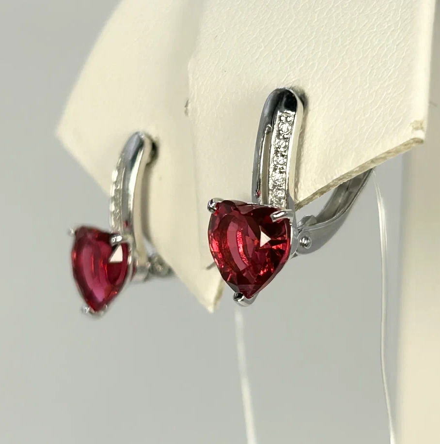 

Серьги из серебра Argentum Z2-10300, рубин искусственный/фианит, Z2-10300