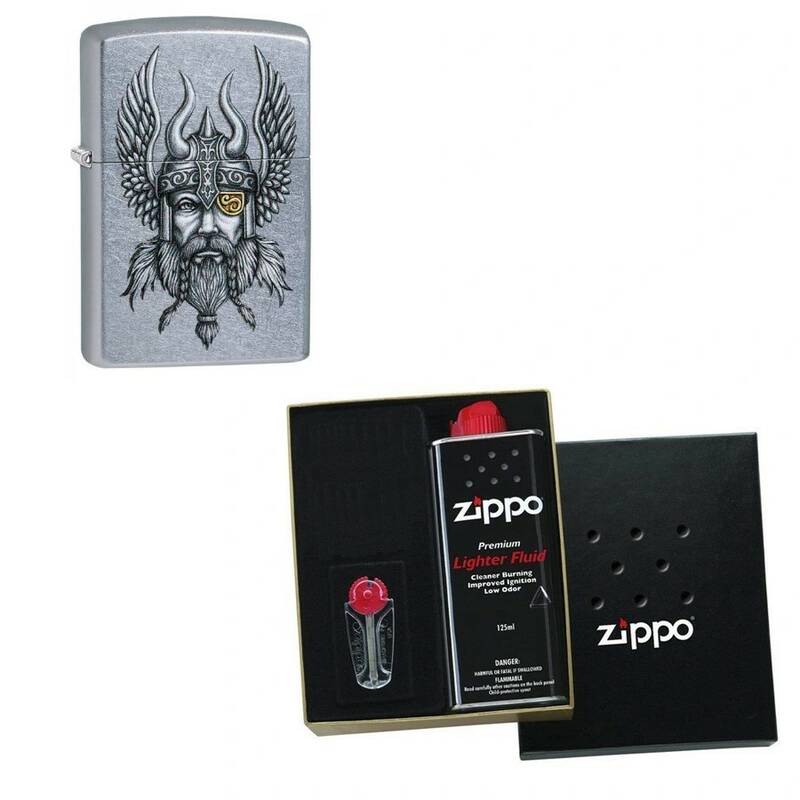 

Зажигалка ZIPPO Viking Warrior Street Chrome в подарочной упаковке + топливо и кремни, Серебристый, 29871-n