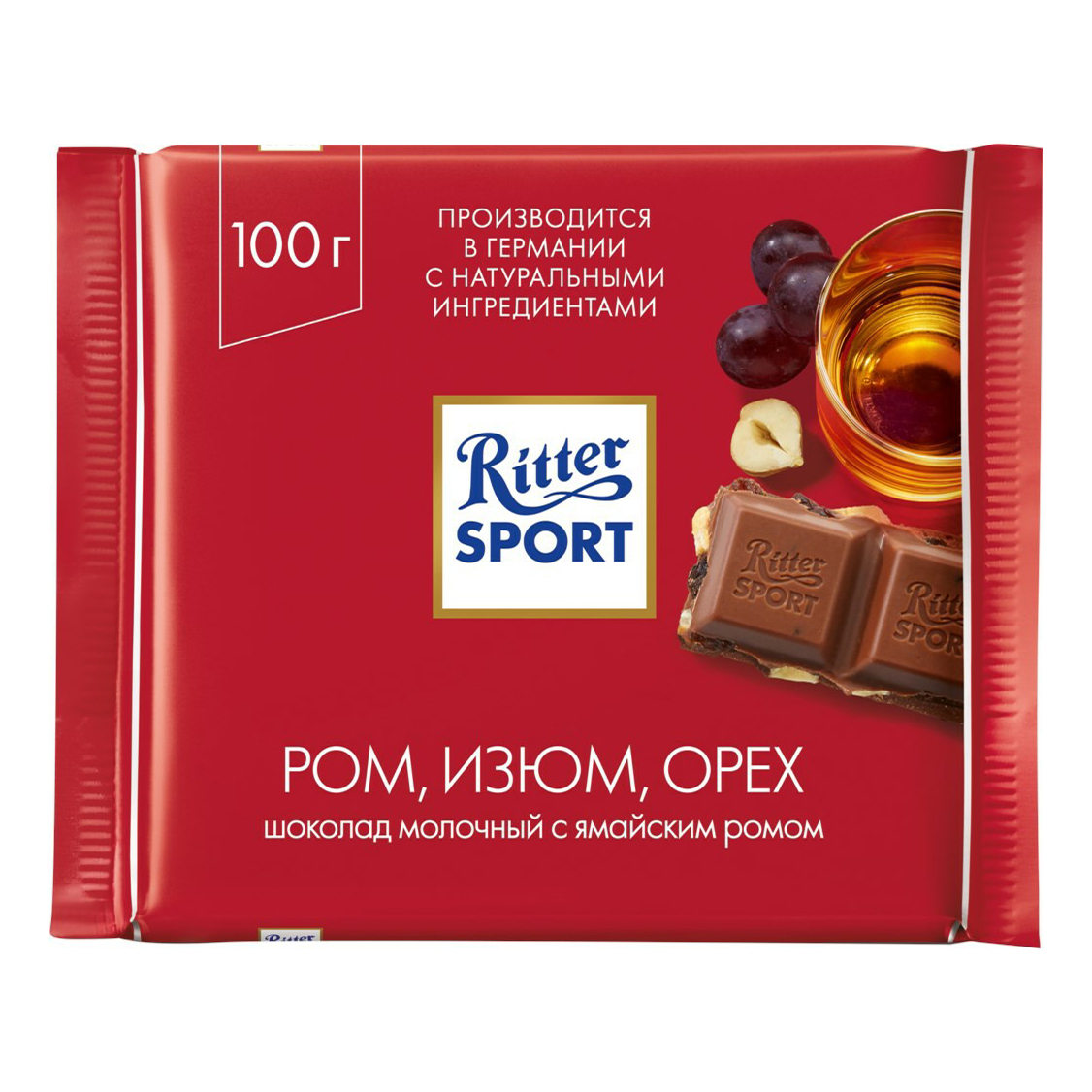 фото Шоколад ritter sport молочный с лесным орехом и изюмом 100 г