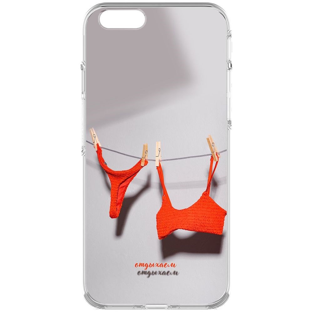 

Чехол-накладка Krutoff Clear Case Отдыхаем для iPhone 6, Прозрачный