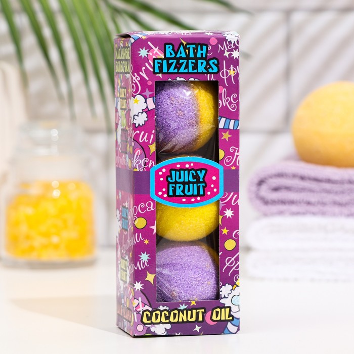 

Набор бомбочек Spa by Lara Juicy fruit с кокосовым маслом, (40 г*3 шт), Розовый