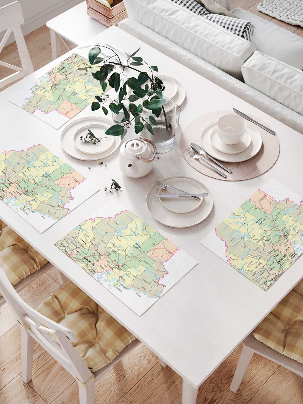 

Сервировочные селфетки JoyArty "Карта Штат Мэн" (32х46 см, 4 шт.)