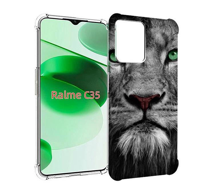 

Чехол MyPads Лев-зеленоглазый мужской для Realme C35 / Narzo 50A Prime, Прозрачный, Tocco