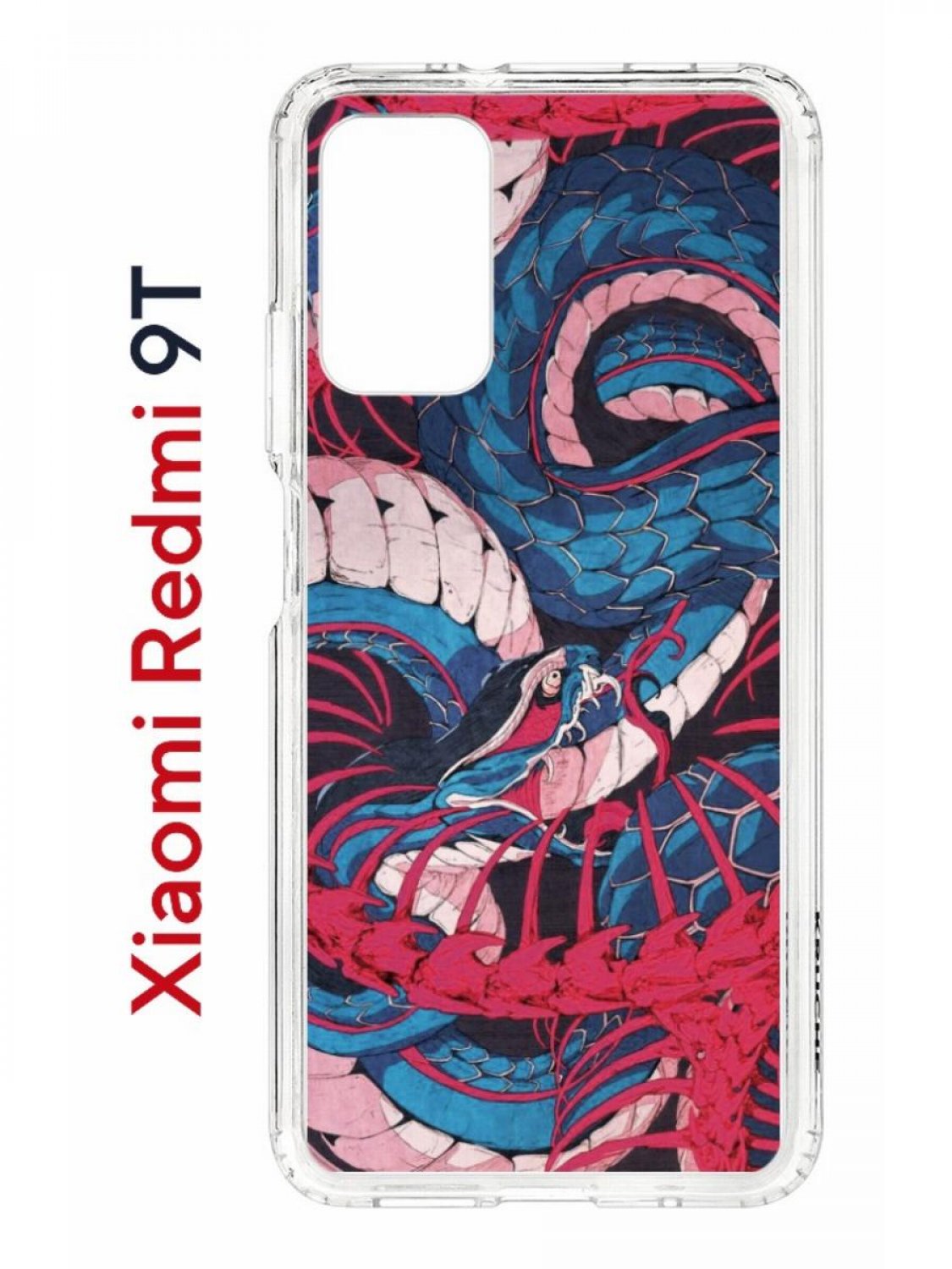 фото Чехол на redmi 9t kruche print японская змея,противоударный бампер,с защитой камеры кruче