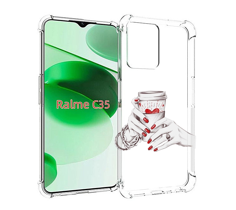 

Чехол MyPads Любовный-стакан для Realme C35 / Narzo 50A Prime, Прозрачный, Tocco