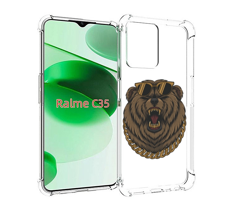 

Чехол MyPads Медведь-в-очках-2 для Realme C35 / Narzo 50A Prime, Прозрачный, Tocco
