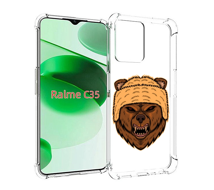 

Чехол MyPads Медведь-в-шапке для Realme C35 / Narzo 50A Prime, Прозрачный, Tocco