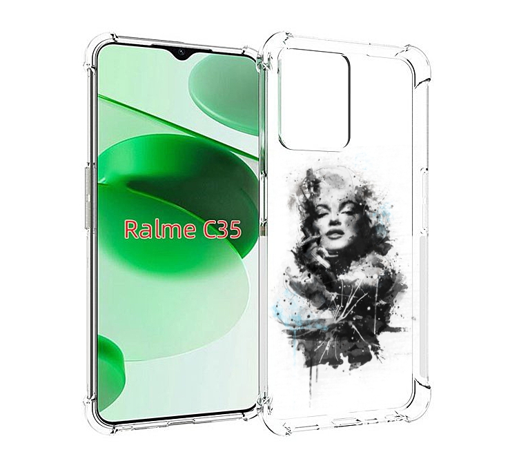 

Чехол MyPads Мерлин Монро загадочная женский для Realme C35 / Narzo 50A Prime, Прозрачный, Tocco