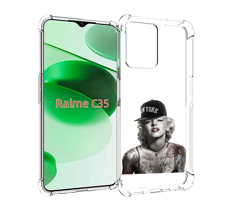 

Чехол MyPads Мерлин Монро с тату женский для Realme C35 / Narzo 50A Prime, Прозрачный, Tocco