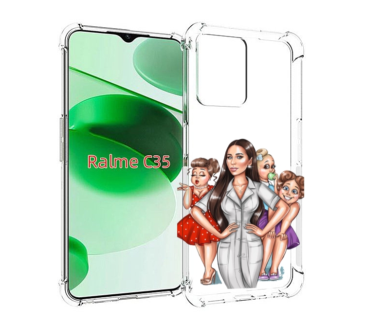 

Чехол MyPads Милые-дамы женский для Realme C35 / Narzo 50A Prime, Прозрачный, Tocco