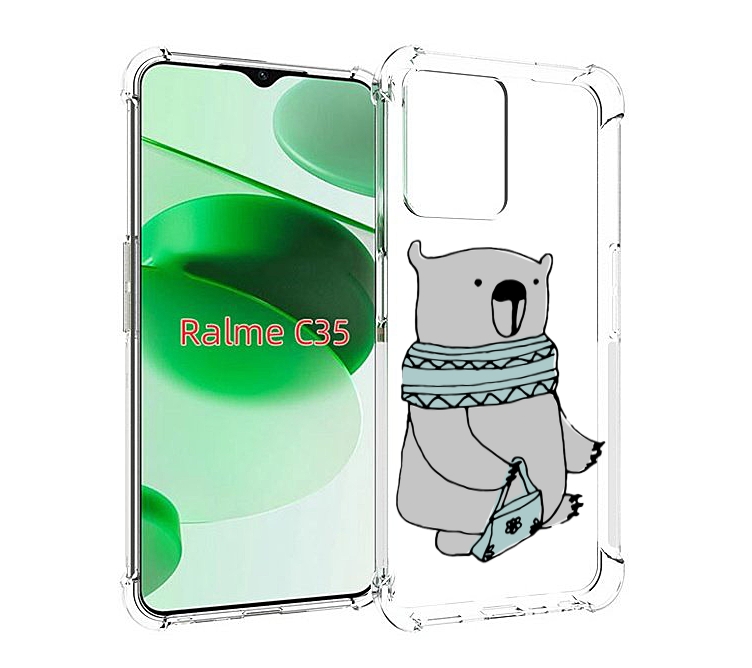

Чехол MyPads Модный медведь для Realme C35 / Narzo 50A Prime, Прозрачный, Tocco