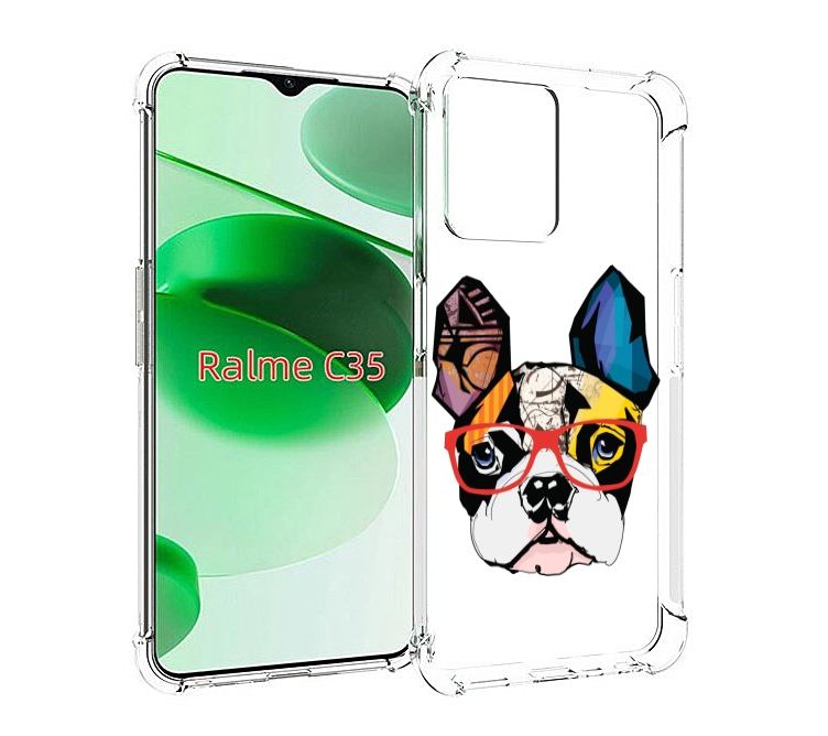 

Чехол MyPads Мопс-в-очках для Realme C35 / Narzo 50A Prime, Прозрачный, Tocco