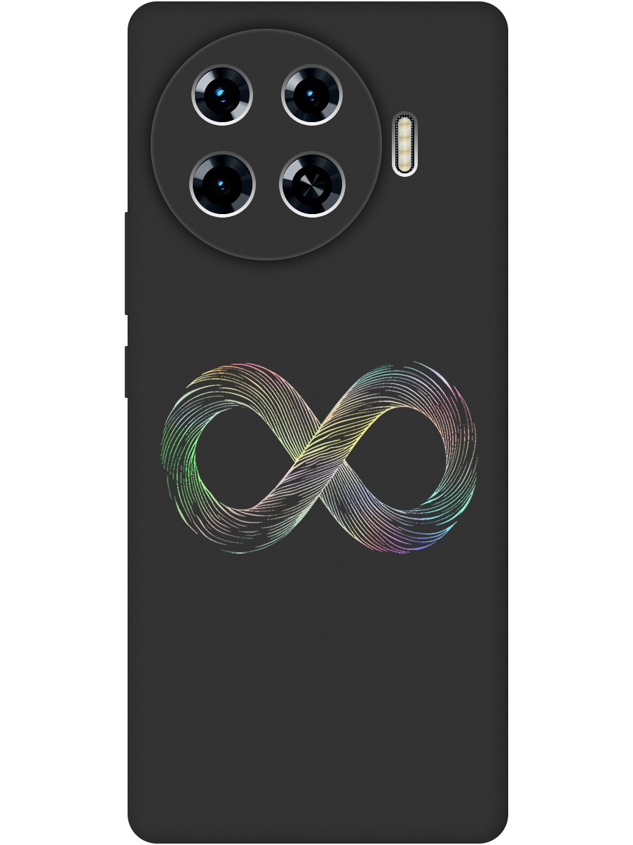 

Силиконовый чехол на Tecno Spark 20 Pro+ с принтом "Знак бесконечность" матовый черный, Черный;серебристый, 783985061