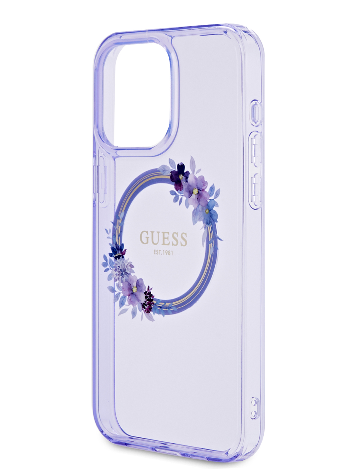 Чехол Guess для iPhone 14 Pro Max с Magsafe Flowers Wreath Hard Purple