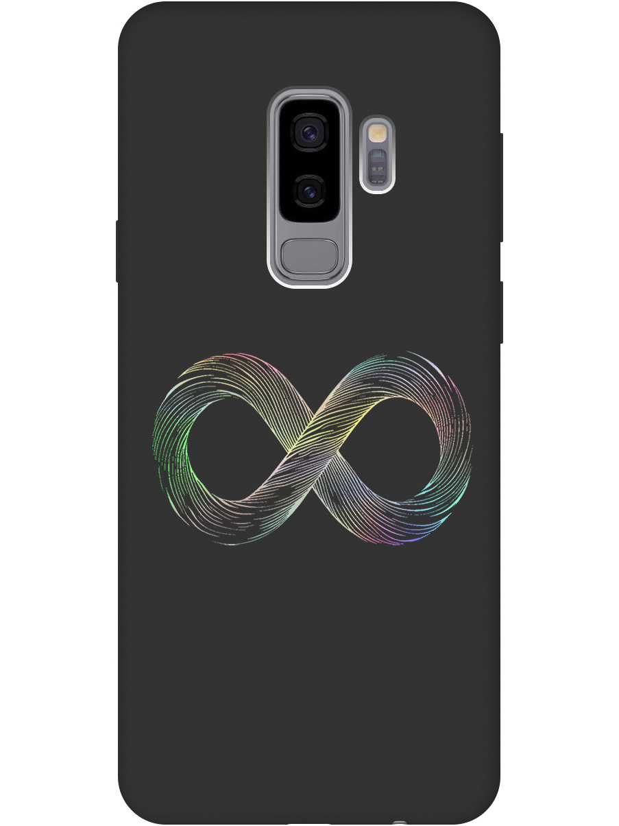 

Силиконовый чехол на Samsung Galaxy S9+ с принтом "Знак бесконечность" матовый черный, Черный;серебристый, 717439361